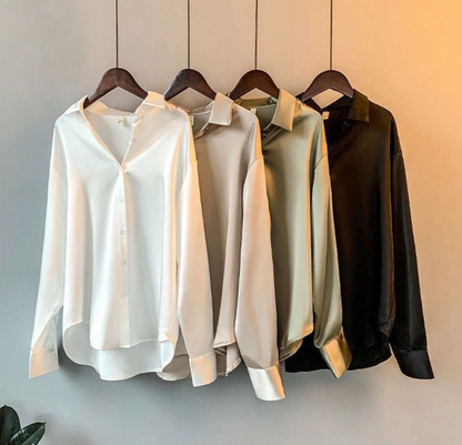 Livia Elegant Silk Classic Blouse for Women Fall Collection