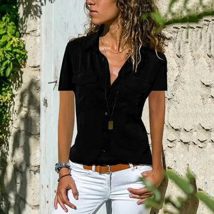 Chic Women's Short-Sleeve Blouse | Celine Elegant Summer Top