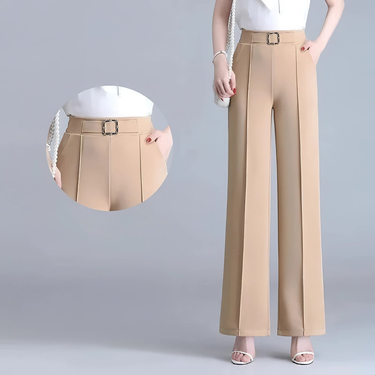 Wendy Women's Wide Leg Trousers with Belt for Elegant Comfort