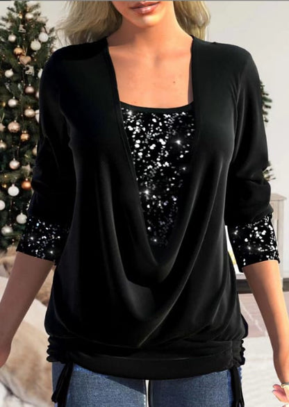 Chic Long-Sleeve Sequin Blouse for Women | Comfortable and Stylish
