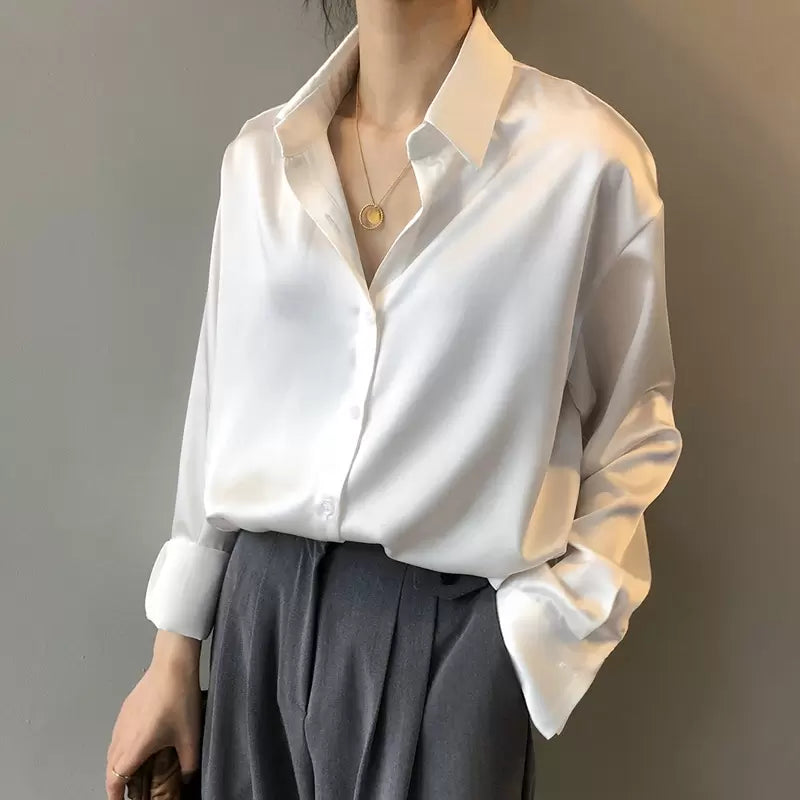 Livia Elegant Silk Classic Blouse for Women Fall Collection