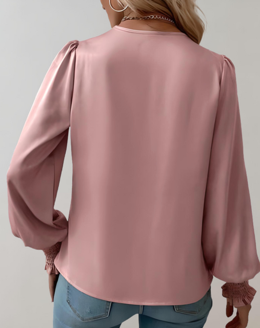 Alina - Chic Long Sleeve V-Neck Women's Top for Effortless Style
