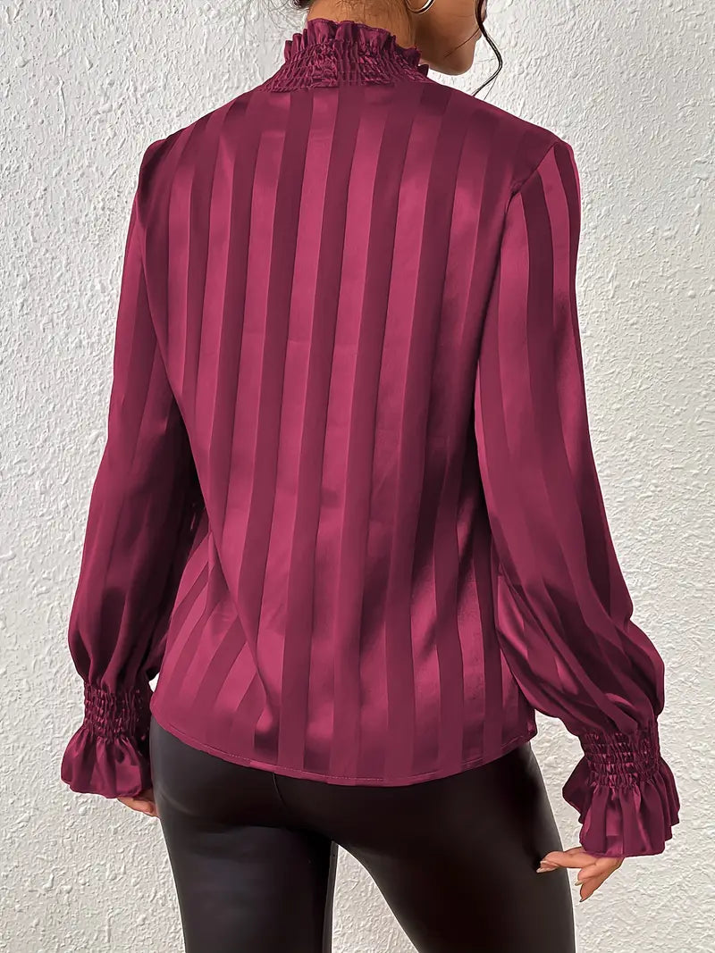 Giselle - Elegant Gathered Blouse with Round Neck for Women