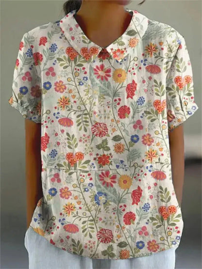 Chic Floral Short Sleeve Blouse for Women for Elegant Spring Summer Style