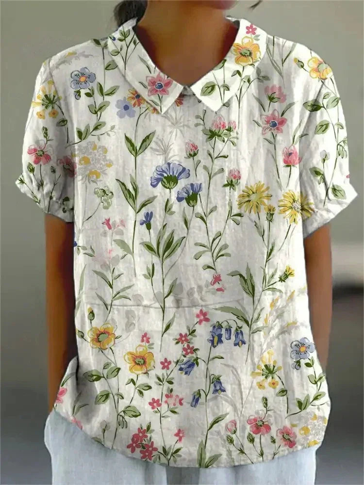 Chic Floral Short Sleeve Blouse for Women for Elegant Spring Summer Style