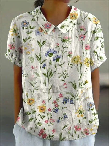 Chic Floral Short Sleeve Blouse for Women for Elegant Spring Summer Style