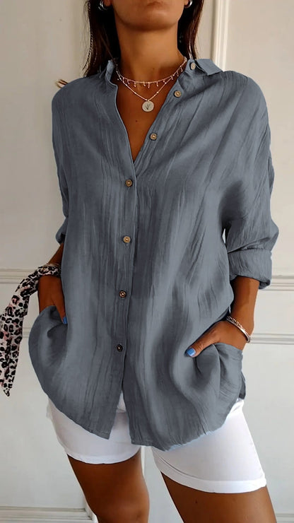 Chic Pleated Women's Blouse Maya Elegant Office & Casual Wear