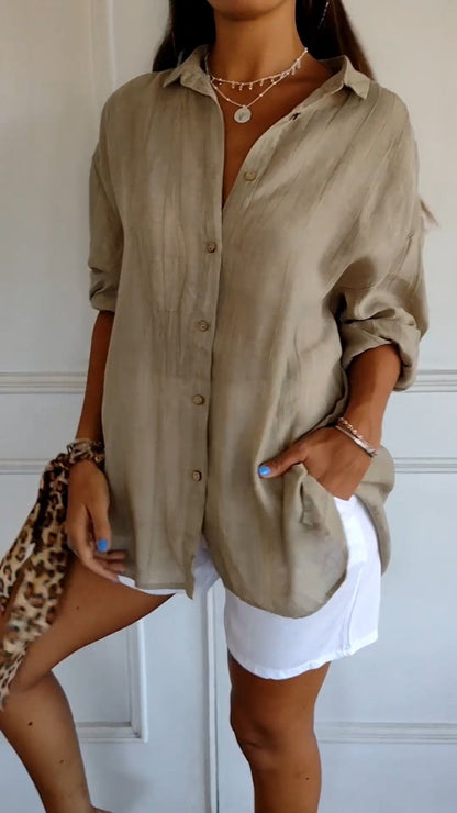Chic Pleated Women's Blouse Maya Elegant Office & Casual Wear