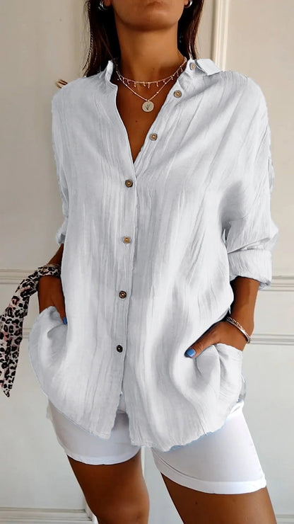 Chic Pleated Women's Blouse Maya Elegant Office & Casual Wear