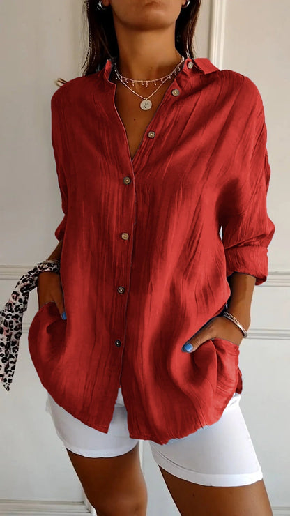 Chic Pleated Women's Blouse Maya Elegant Office & Casual Wear