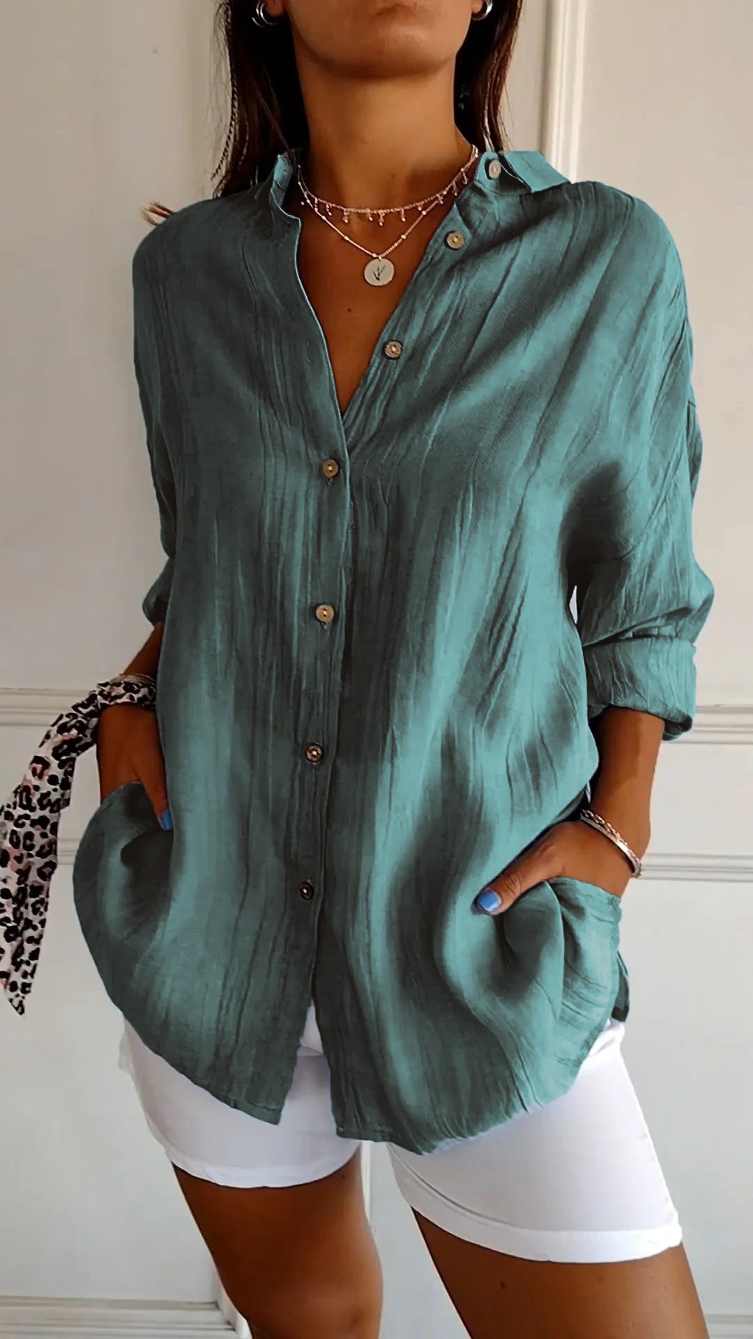 Chic Pleated Women's Blouse Maya Elegant Office & Casual Wear