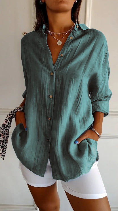 Chic Pleated Women's Blouse Maya Elegant Office & Casual Wear