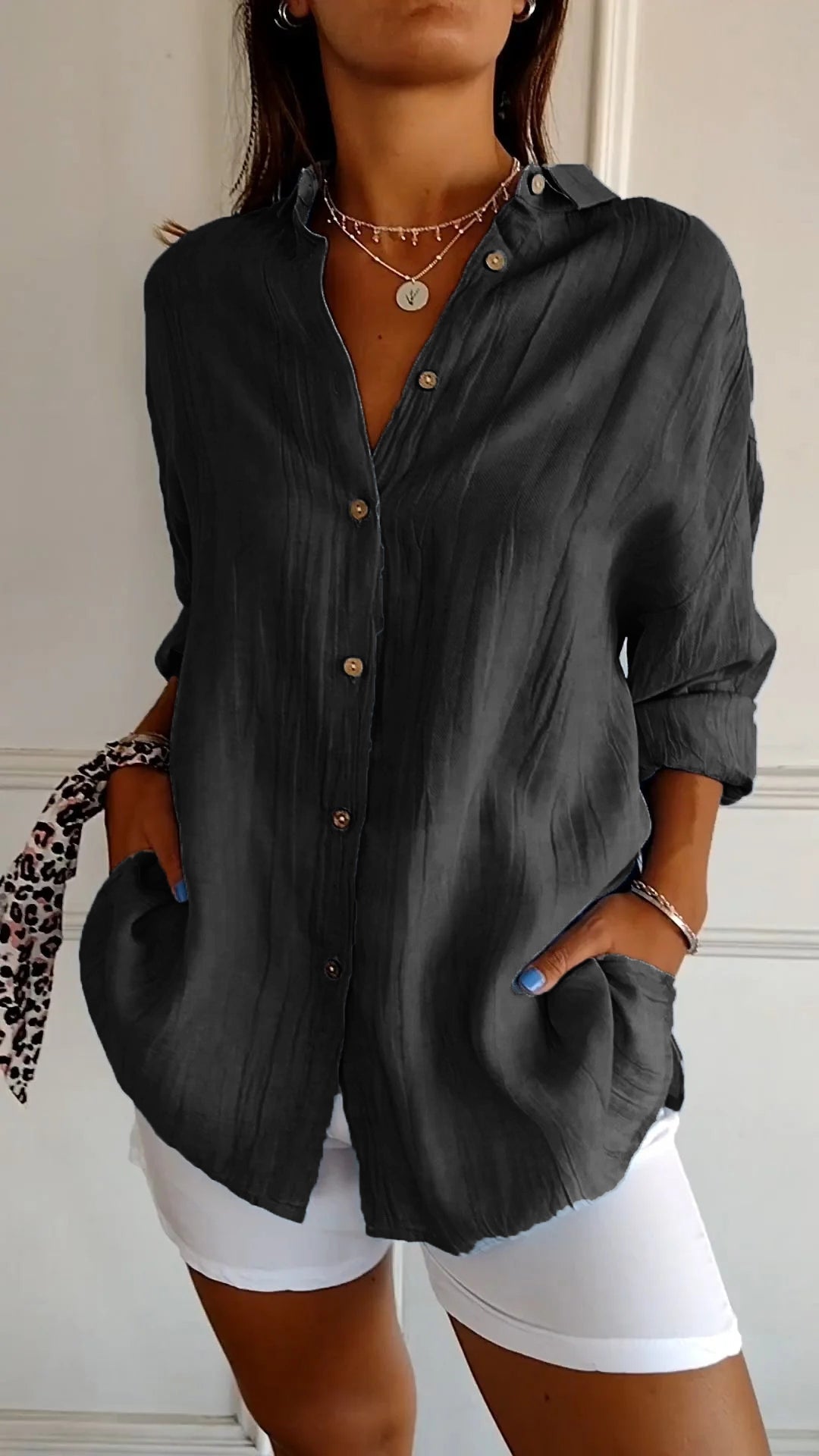 Chic Pleated Women's Blouse Maya Elegant Office & Casual Wear